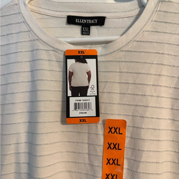 Ellen Tracy Cream Striped Top XXL NWT - Picture 2 of 2